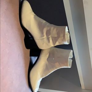 White patent go go boots